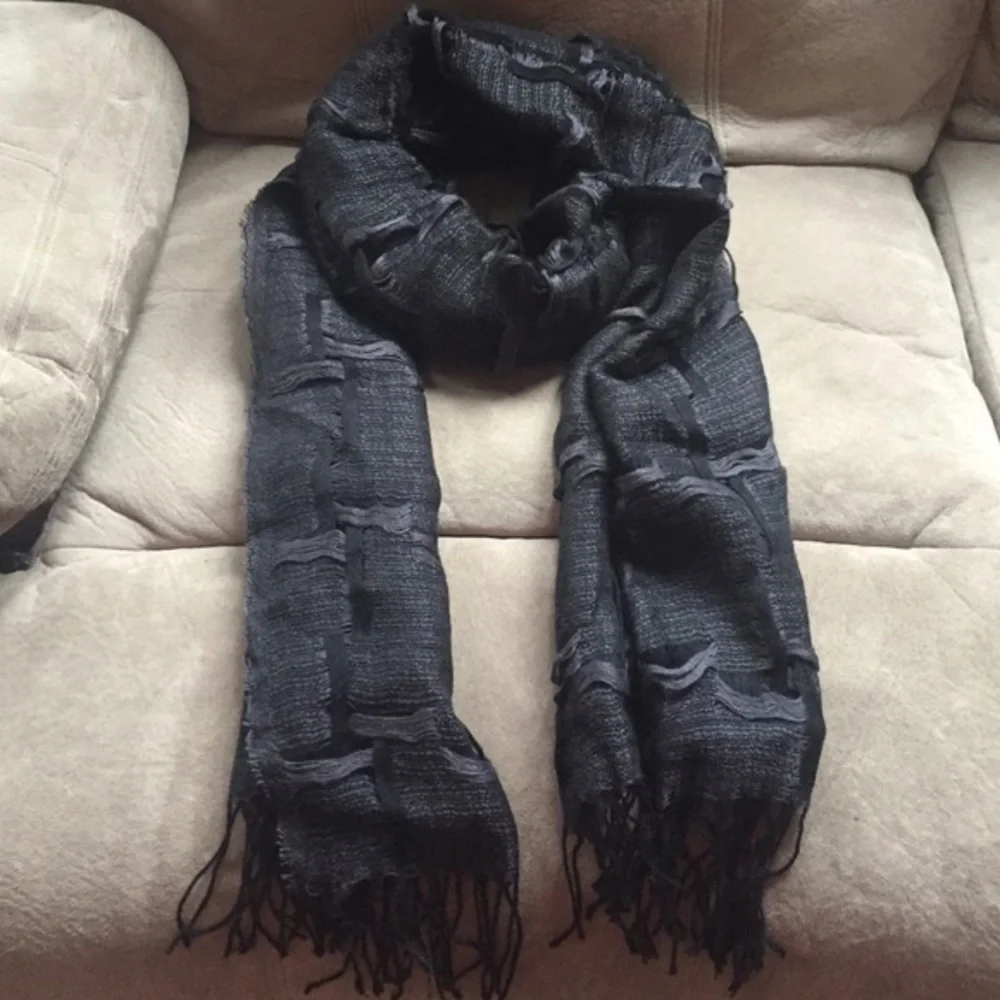 Black fringed scarf